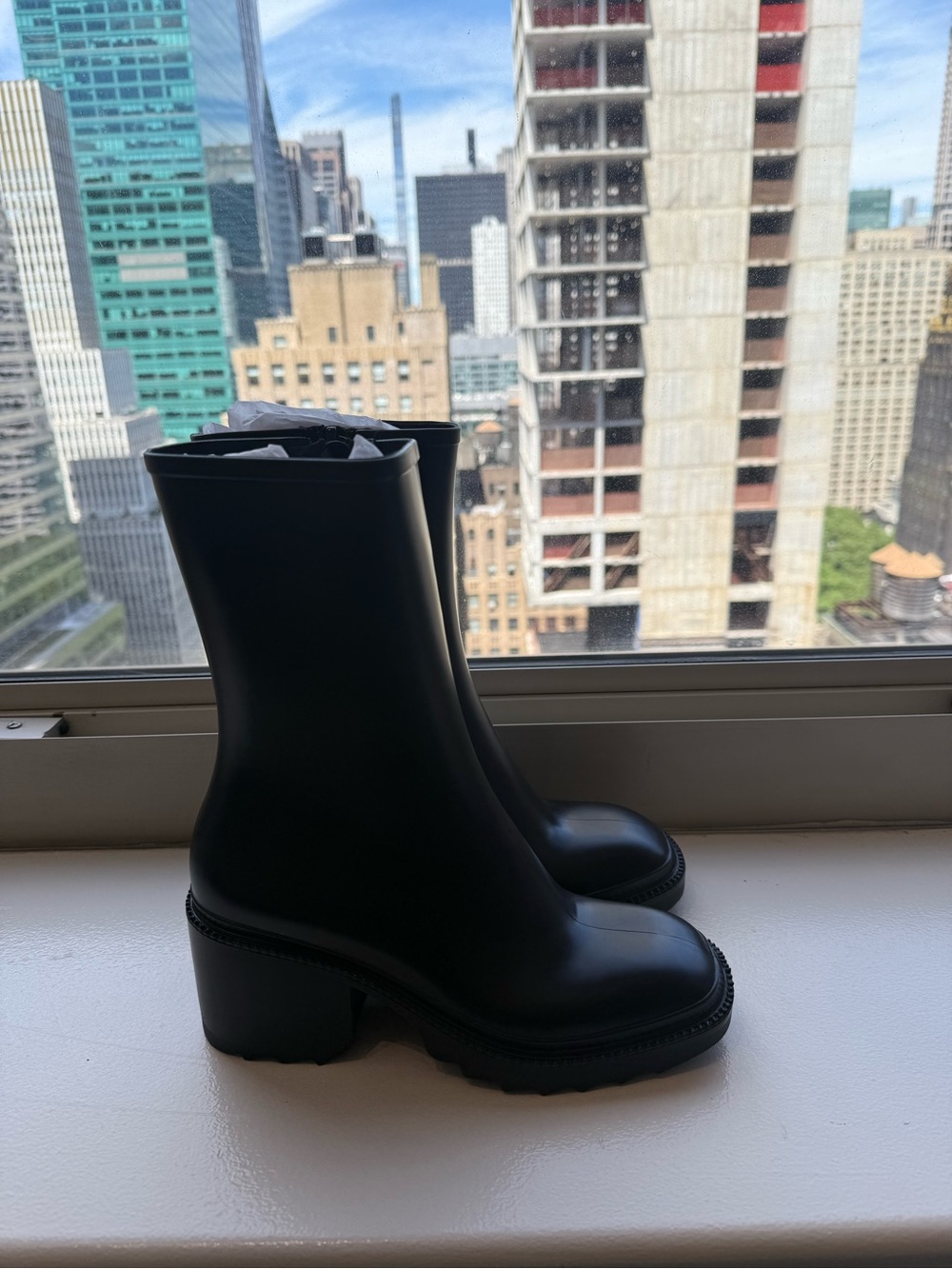 INC International Concepts Black Chunky Heel Mid-Calf Rain Boot - Picture 6 of 10